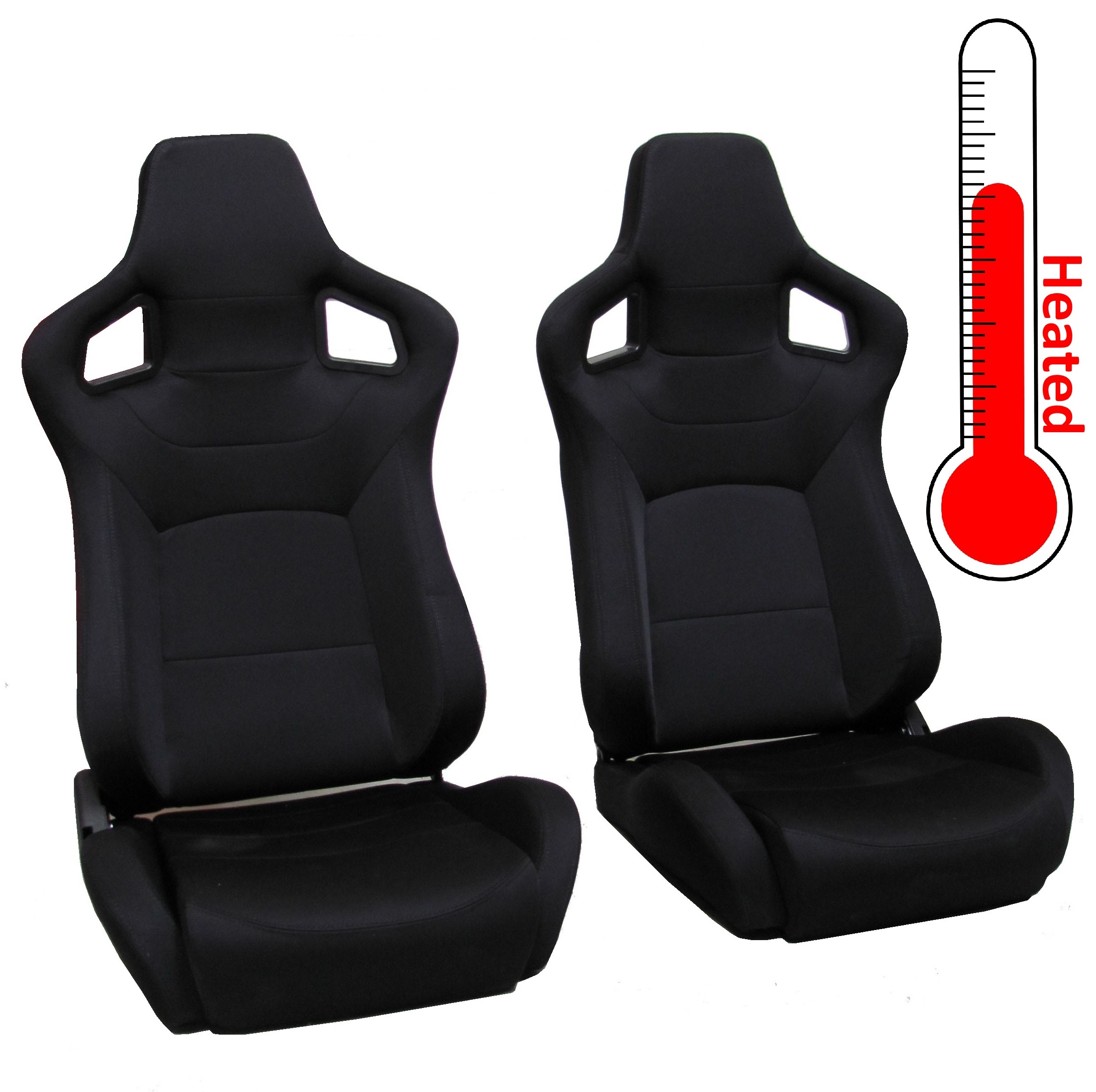 Front Seats Defender Heated pair Black Svx style reclining bucket for
